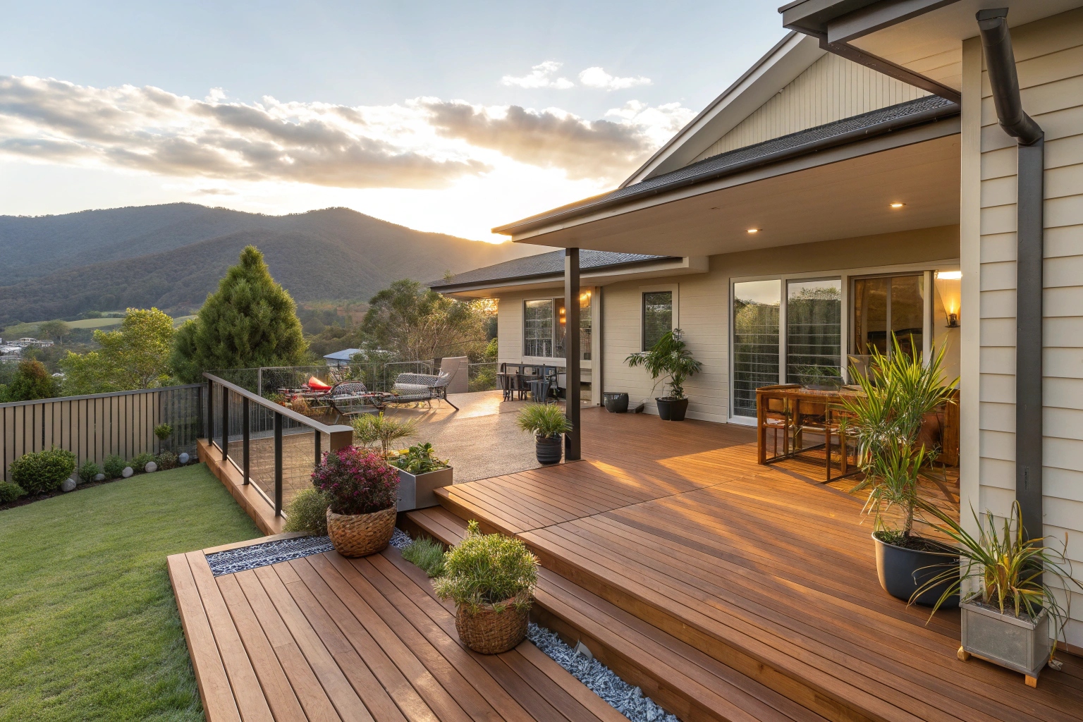 a-beautiful-australian-hardwood-timber-deck-attach Premium timber decking installation on Canberra home with outdoor entertaining area