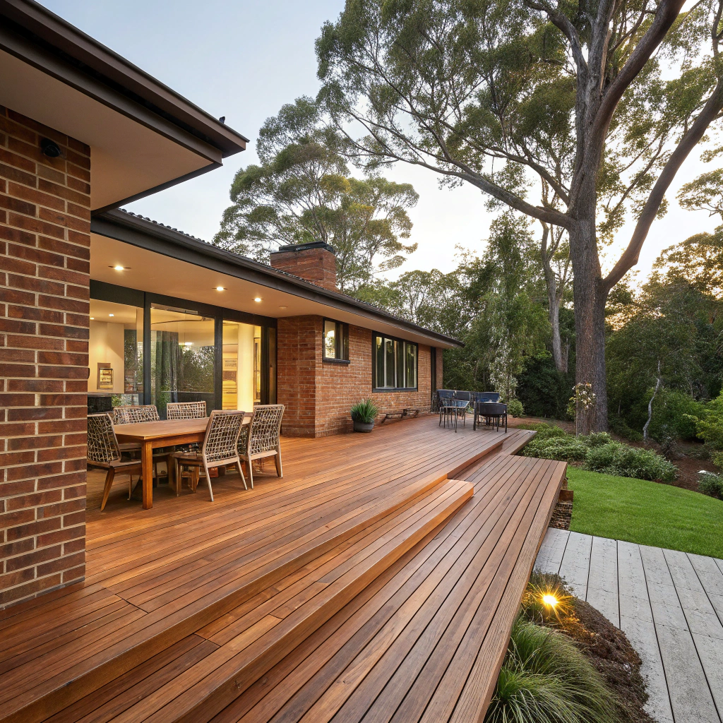 Timber deck installation on character home in Dickson Canberra with mature trees