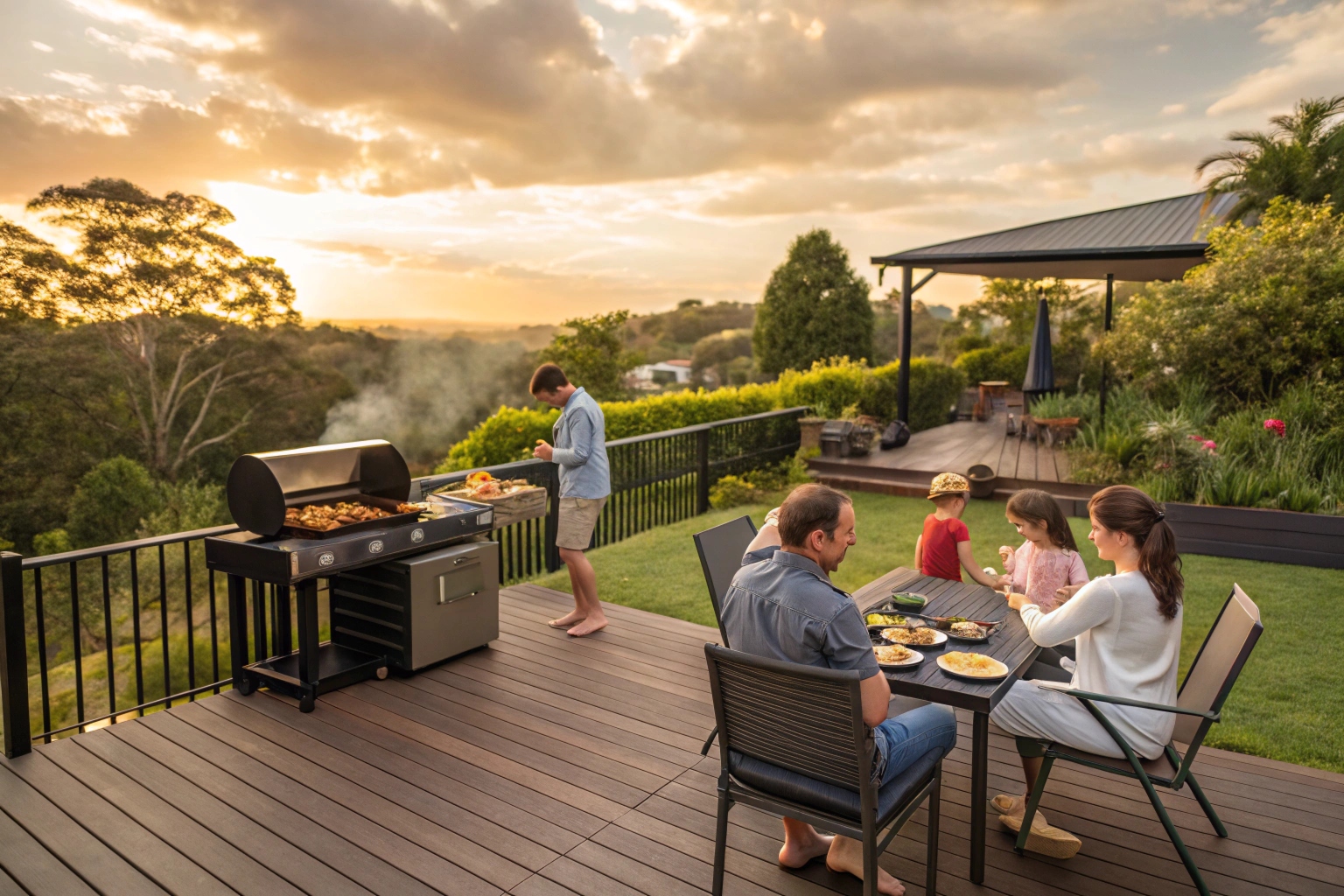 Family entertaining on a new timber deck in eastern Canberra
