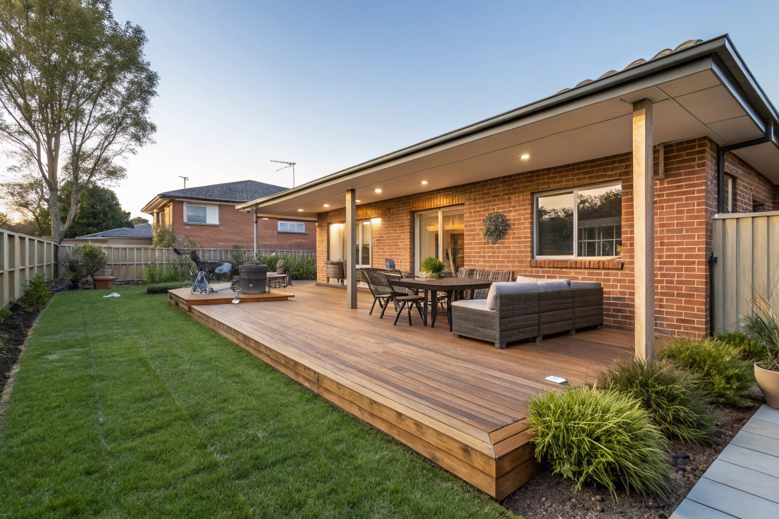 Decking Moncrieff – timber entertainment deck on modern home