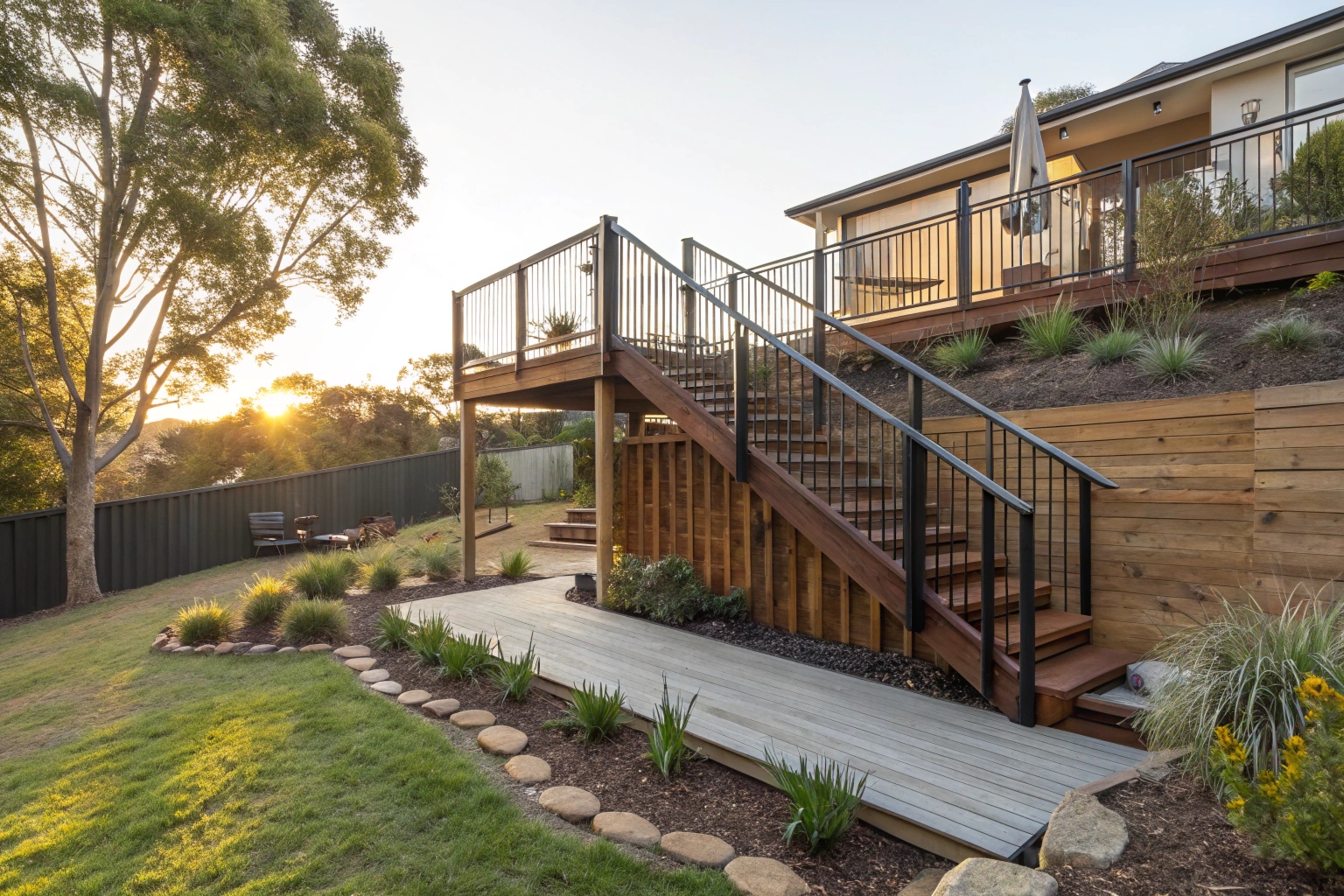 Raised deck builder Moncrieff – split level deck on sloping block