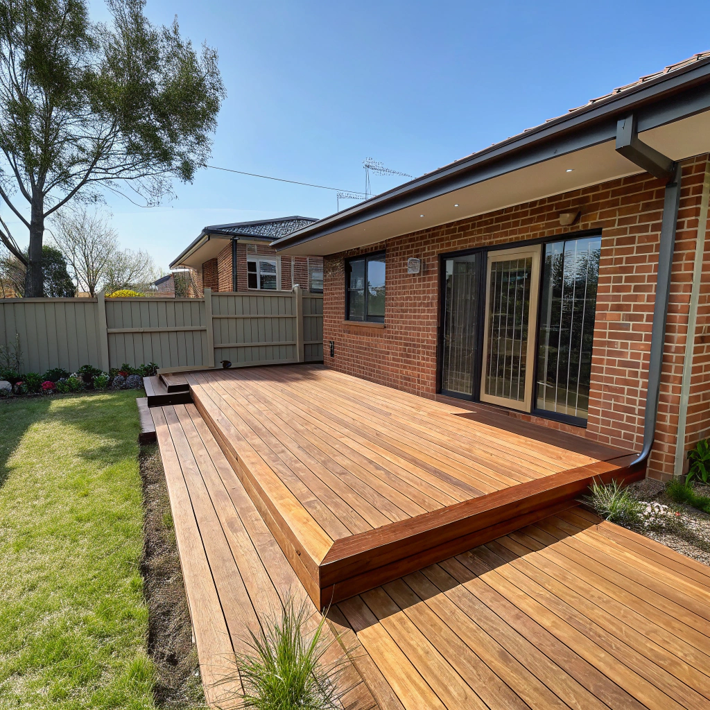 Hardwood timber deck built on a large residential block in Oxley Canberra